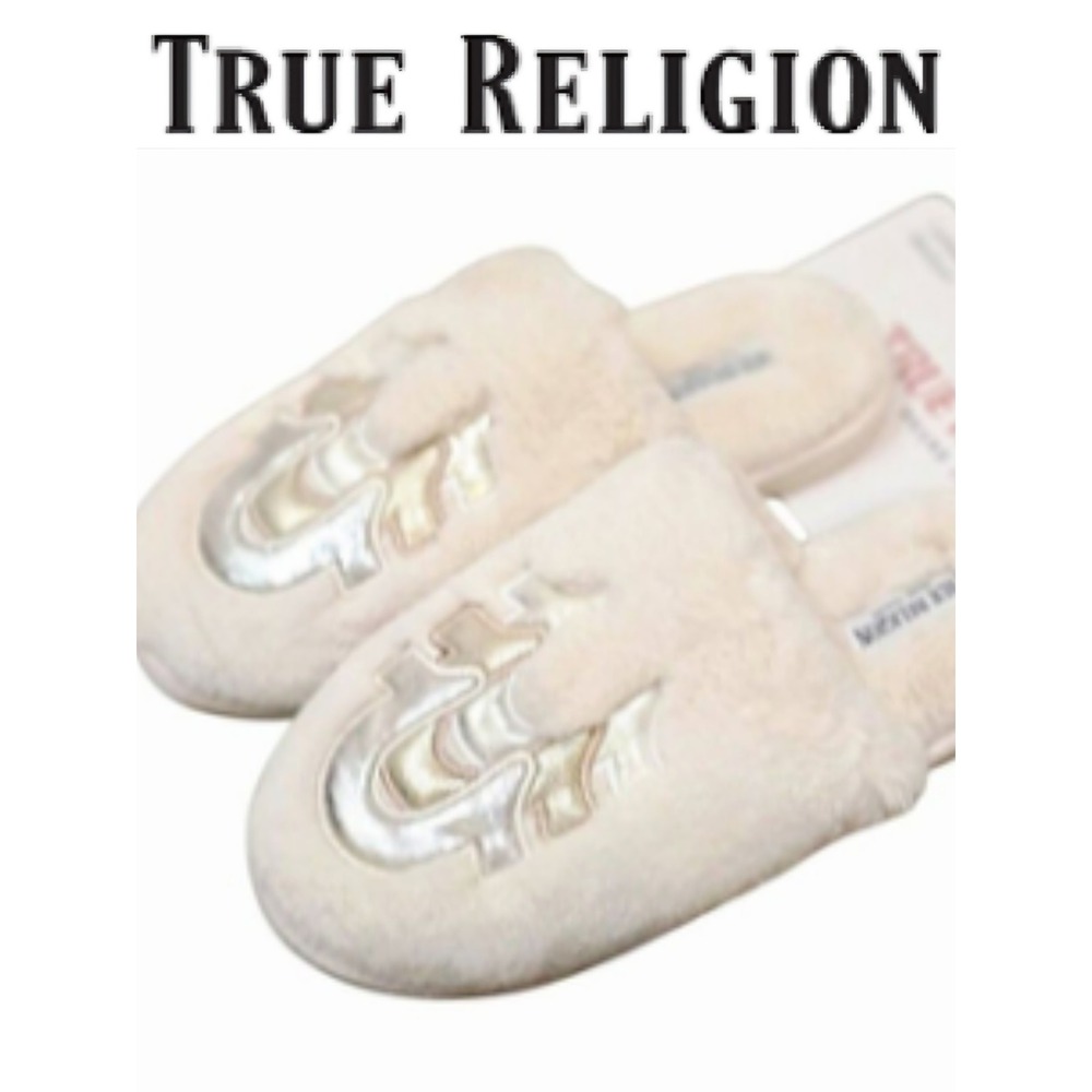 True Religion Glitter Ombre Horseshoe Logo Slip-On Slippers